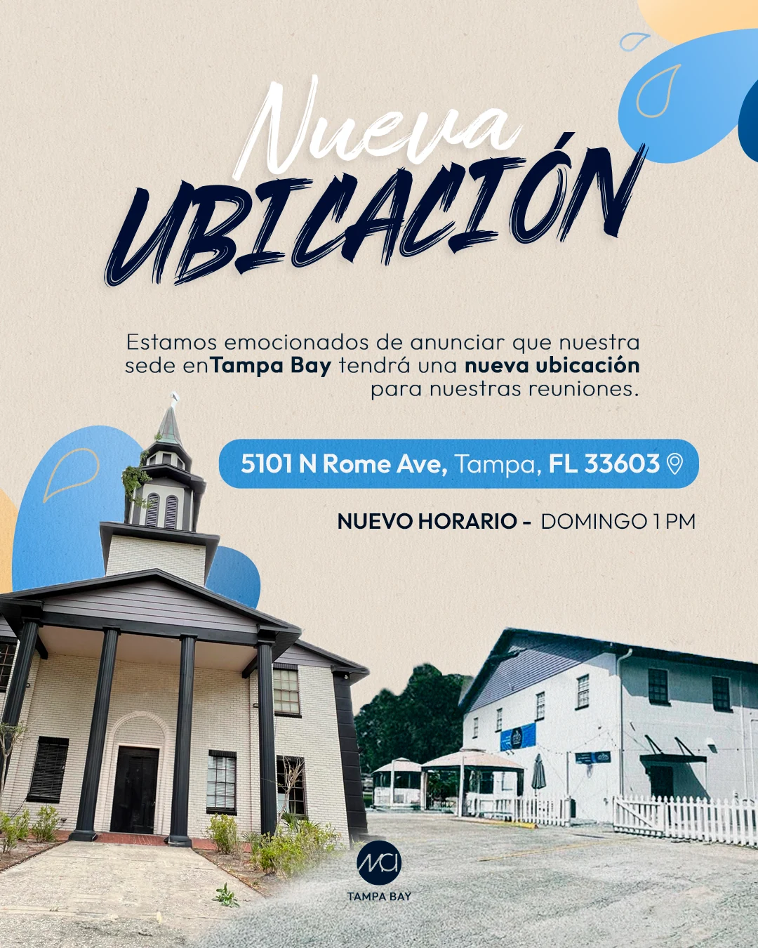 Diseño original de MCI Tampa Bay para anunciar su nueva ubicación